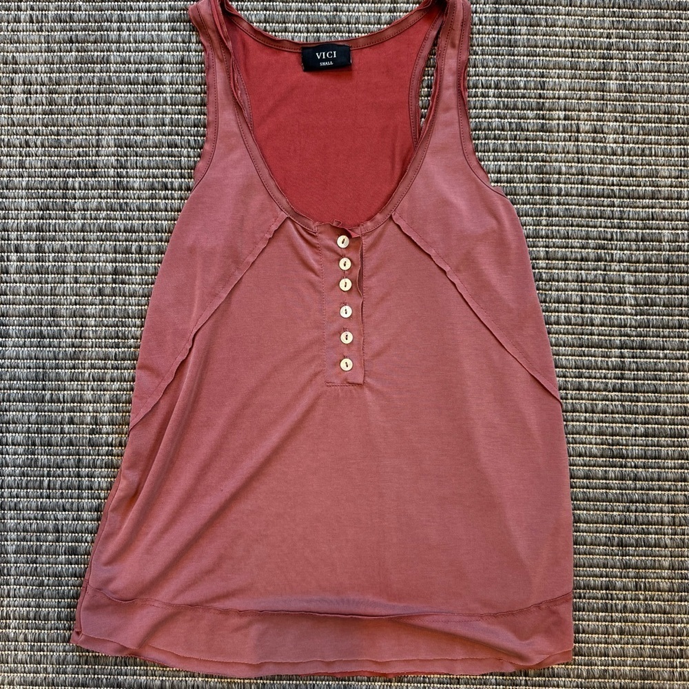 Vici Salmon Sleeveless Fitted Tank Top